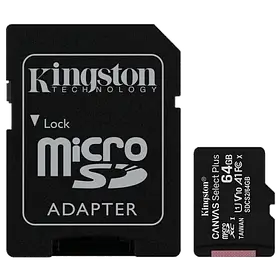 Kingston 64GB microSDXC Canvas Select Plus 100R A1 C10 Card + ADP Карта пам'яті