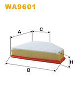 Фильтр воздушный BMW Serie 1 (E81/E82/E87/E88), Serie 3 (E90/E91/E92/E93), Serie X1 (E Wix Filters (WA9601)