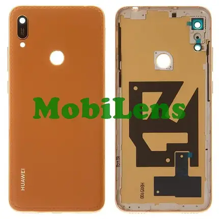 Huawei Y6 Prime 2019, MRD-LX1N, MRD-LX1F Задня кришка коричнева + скло камери * з вирізом під відбиток, фото 1