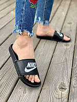 Шлепанцы женские Nike Benassi Black «White Logo»