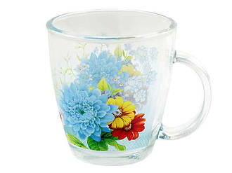 Чашка скляна для чаю/кави 380мл Синя хризантема арт. ост 1 ТМ INTEROS BP