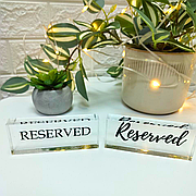 Табличка прозора з акрилу РЕЗЕРВ \ RESERVED ACRY 130х60 мм Акрил прозорий 15 мм