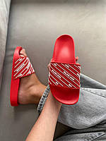Шлепанцы женские Balenciaga Slides Small Logo Red