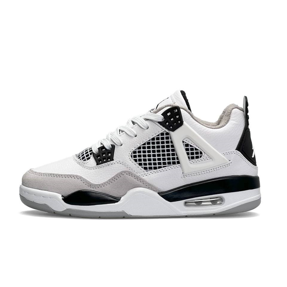 Кросівки зимові на флісі Nike Air Jordan Retro 4 White Gray, Жіночі кросівки, найк джордан