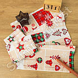 Набір новорічних кухонних лляних рушників - серветок 5 шт 35х75 см  " Прикраса ", фото 3