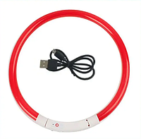 Светодиодный ошейник для собак с USB зарядкой Красный