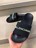 Женские шлепанцы Balenciaga Black Neon шлепки баленсиага сланцы слипоны тапки