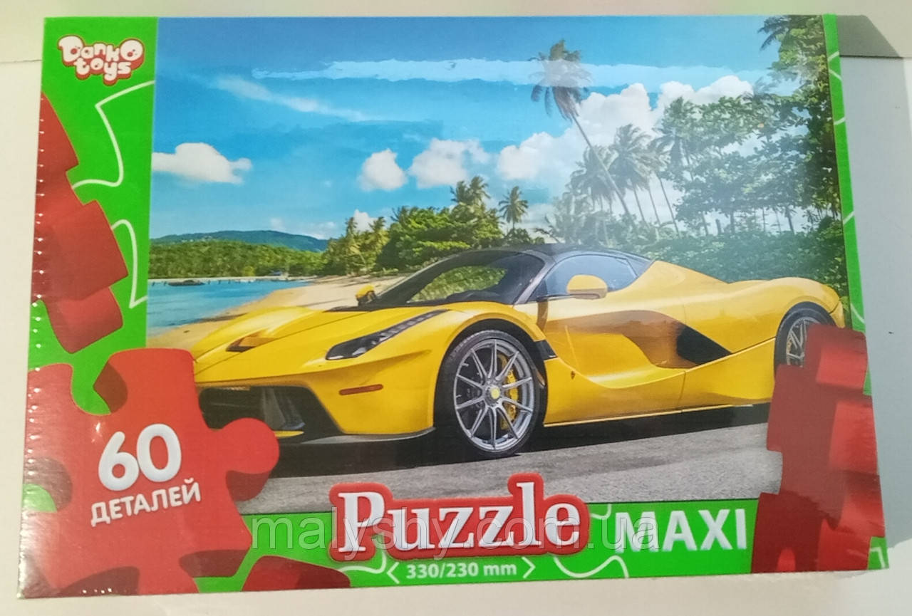 Развиваючі пазли для дітей "Puzzle MAXI" / Великі деталі / 60 елементів / Жовте авто