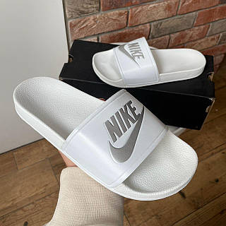 Gray nike slides best sale