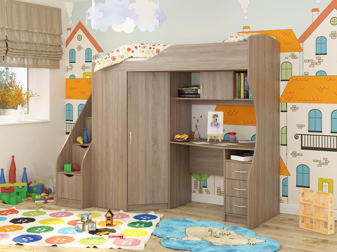 Комната детская Кровать двухъярусная КД-03 лесница (левое/ правое) - фото 2 - id-p2055917510