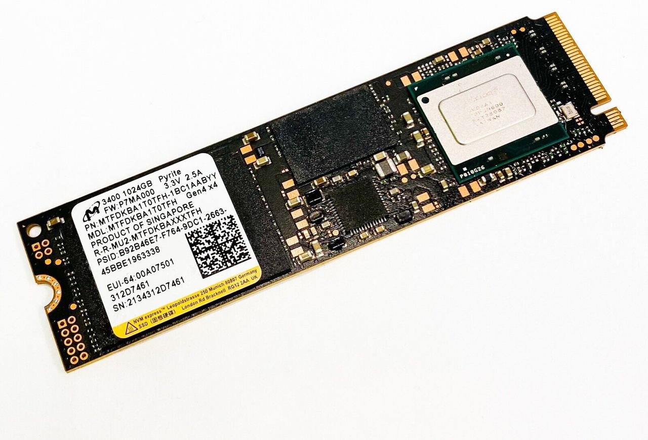 Накопичувач SSD M.2 2280 NVMe (PCIe 4.0 x4) 1TB Micron 3400 (MTFDKBA1T0TFH) R6600MBs W5000MBs
