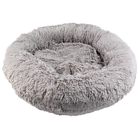 Лежанка пуфік для котиків та собачок Пухнаста лежанка пончик 50 см, Сірий