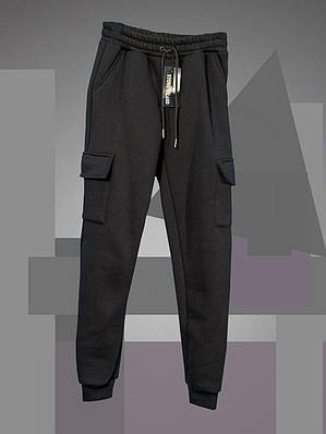 Джогери теплі Stone Island для хлопчика 8-16 років арт.1743, Чорний, 176