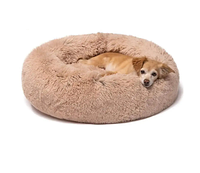 Лежанка для котів та собак Пухнаста лежанка пончик 50 см Сіра