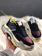 Женские кроссовки Balenciaga Triple S V2 Black Burgundy