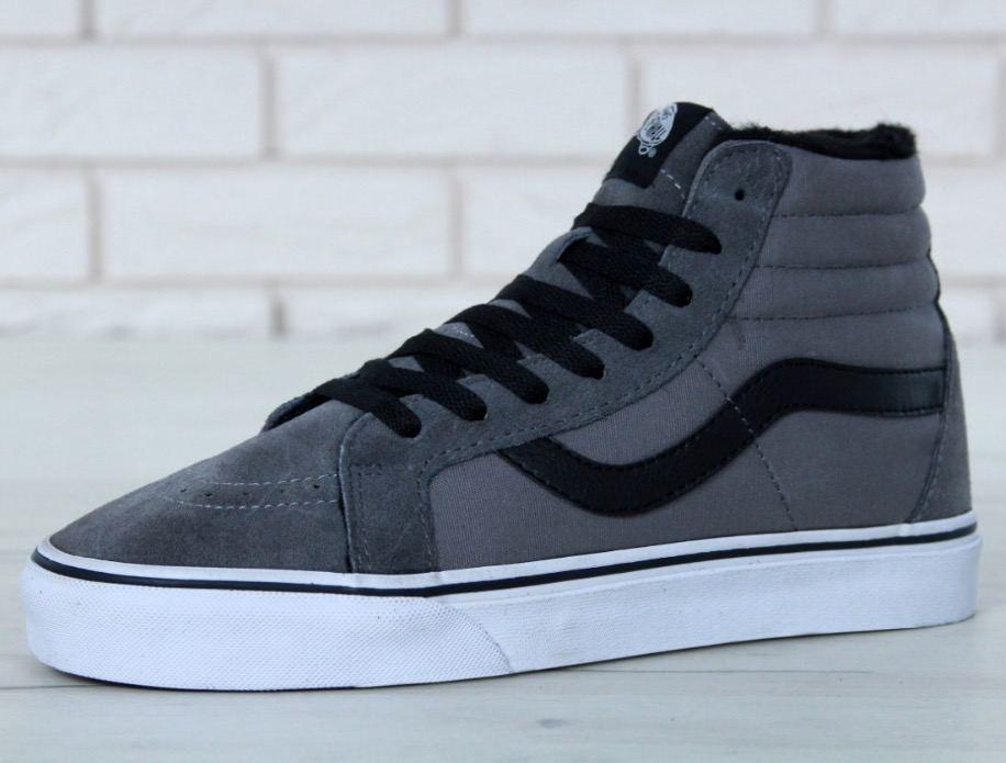 Vans Old Skool High Grey Black White Winter Fur ID 1834673649