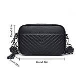 Шкіряна жіноча сумка з натуральної шкіри. Сумочка жіноча маленька модна з текстильним ремінцем, фото 6