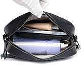 Шкіряна жіноча сумка з натуральної шкіри. Сумочка жіноча маленька модна з текстильним ремінцем, фото 7