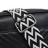 Шкіряна жіноча сумка з натуральної шкіри. Сумочка жіноча маленька модна з текстильним ремінцем, фото 8