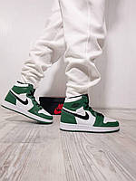 Женские кроссовки Nike Air Jordan 1 Retro Mid Green White Black 2