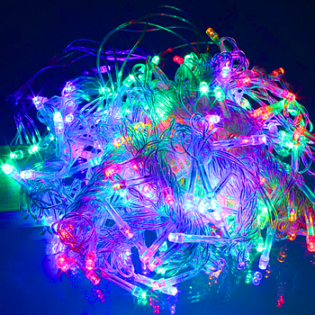 Гірлянда "Нитка" від мережі 30 м 400 LED, прозорий провід, RD-7147, Різнокольорова / Світлодіодна гірлянда на ялинку