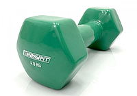 Гантель для фитнеса 4 кг с виниловым покрытием зеленая