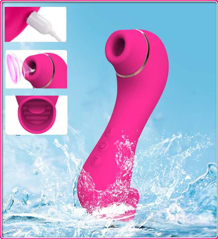 Вакуумний вібратор SexToys, вакумний вібратор + вібратор язик для стимуляції клітора та сосків. Секс іграшка, фото 1