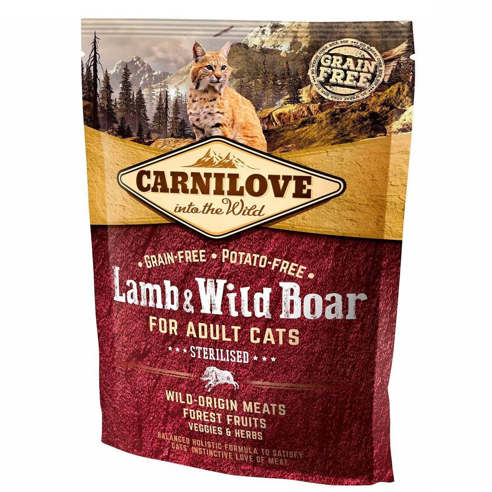 Carnilove Lamb Wild Boar Sterilised для стерилізованих кішок з ягням і кабаном 400 г
