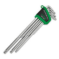 Haбop Г-oбp. ключeй TORX T10-T50 9eд. cупepдлинныx c oтвepcтиeм TOPTUL GSN-09ET