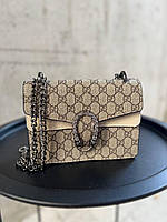 Женская сумка через плечо гучи стильная Gucci классическая, коричневая сумка на цепочке повседневная