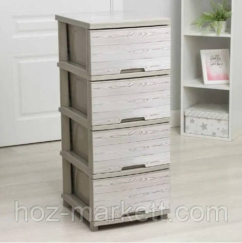 Комод пластиковий на 4 ящики беж "Дерево" Алеана, фото 1
