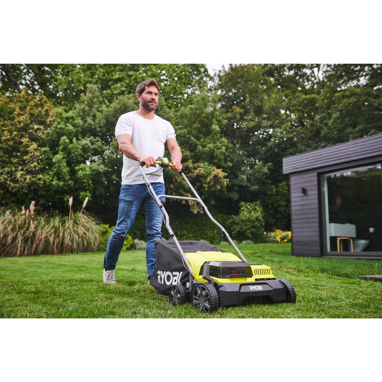 Ryobi Аэратор-скарификатор ONE+ 18В 2х4.0А/ч, 35см, 55л Vce-e То Что Нужно - фото 2 - id-p2055961261