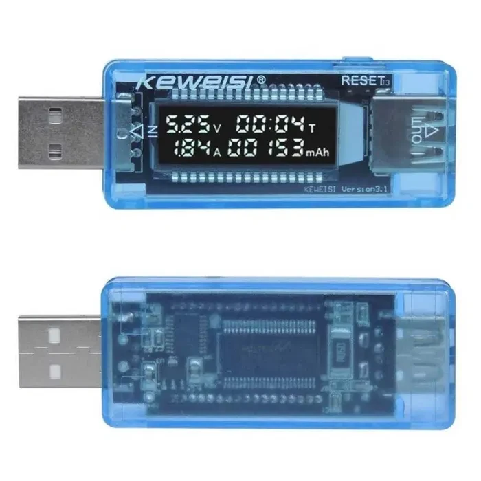 USB тестер тока напряжения потребляемой энергии KEWEISI KWE-V20 - фото 3 - id-p1740502892