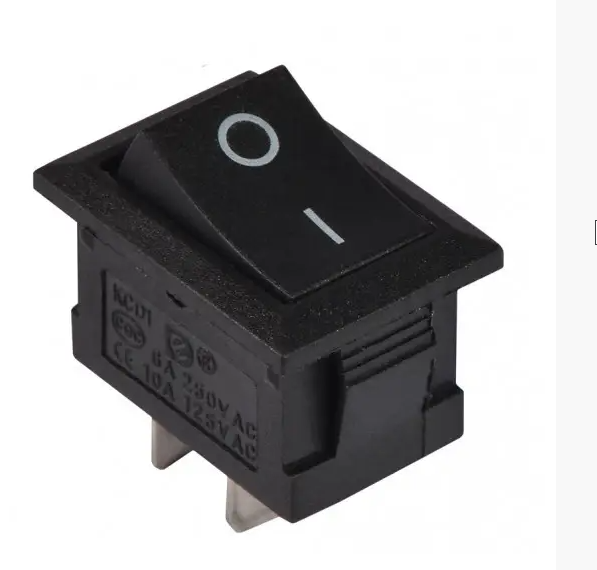 Выключатель, кнопка KCD1 AC 6А 250В 2 контакта. Переключатель 1 клав черный - фото 1 - id-p1690392160