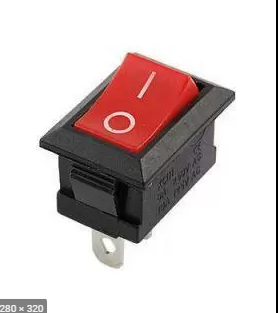 Вимикач, кнопка KCD1 AC 6А 250В 2 контакти. Перемикач 1 клав червоний, фото 1