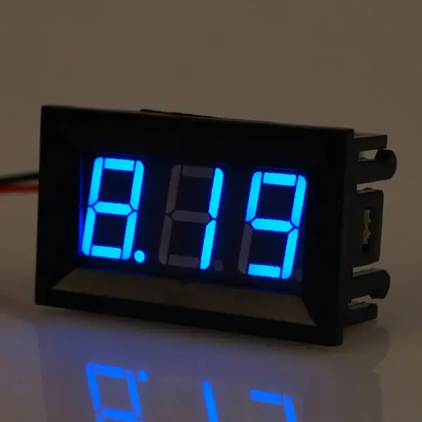 Вольтметр цифровий DC 5 — 120 В, 0.56 LED, Синій, у корпусі. 2 дроти