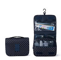 Несесер унісекс для гігієнічного приладдя та косметики. Темно синій в горошек