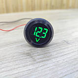 Цифровий вольтметр врізний круглий DC4 — 100V D30 Зелені цифри, фото 3
