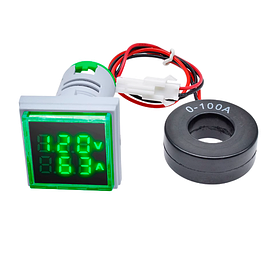 AC Цифровий Вольтметр/амперметр змінного струму LED AC 60-500V 100A зелені цифри
