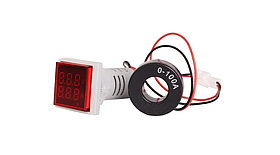 AC Цифровий Вольтметр/амперметр змінного струму LED AC 60-500V 100A червоні цифри