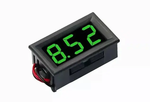 Вольтметр цифровий DC 5 — 120 В, 0.56 LED, зелений, у корпусі. 2 дроти