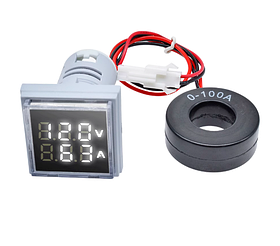 AC Цифровий Вольтметр/амперметр змінного струму LED AC 60-500V 100A білі цифри