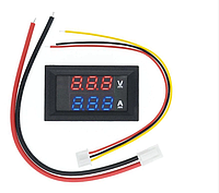 Цифровой вольтметр амперметр DC 0-100V 10А красный и синий (проволочный шунт)