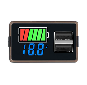 Автомобільний Панельний Вольтметр з індикатором рівня заряду 8V-30V і 2 портами USB (сині цифри)