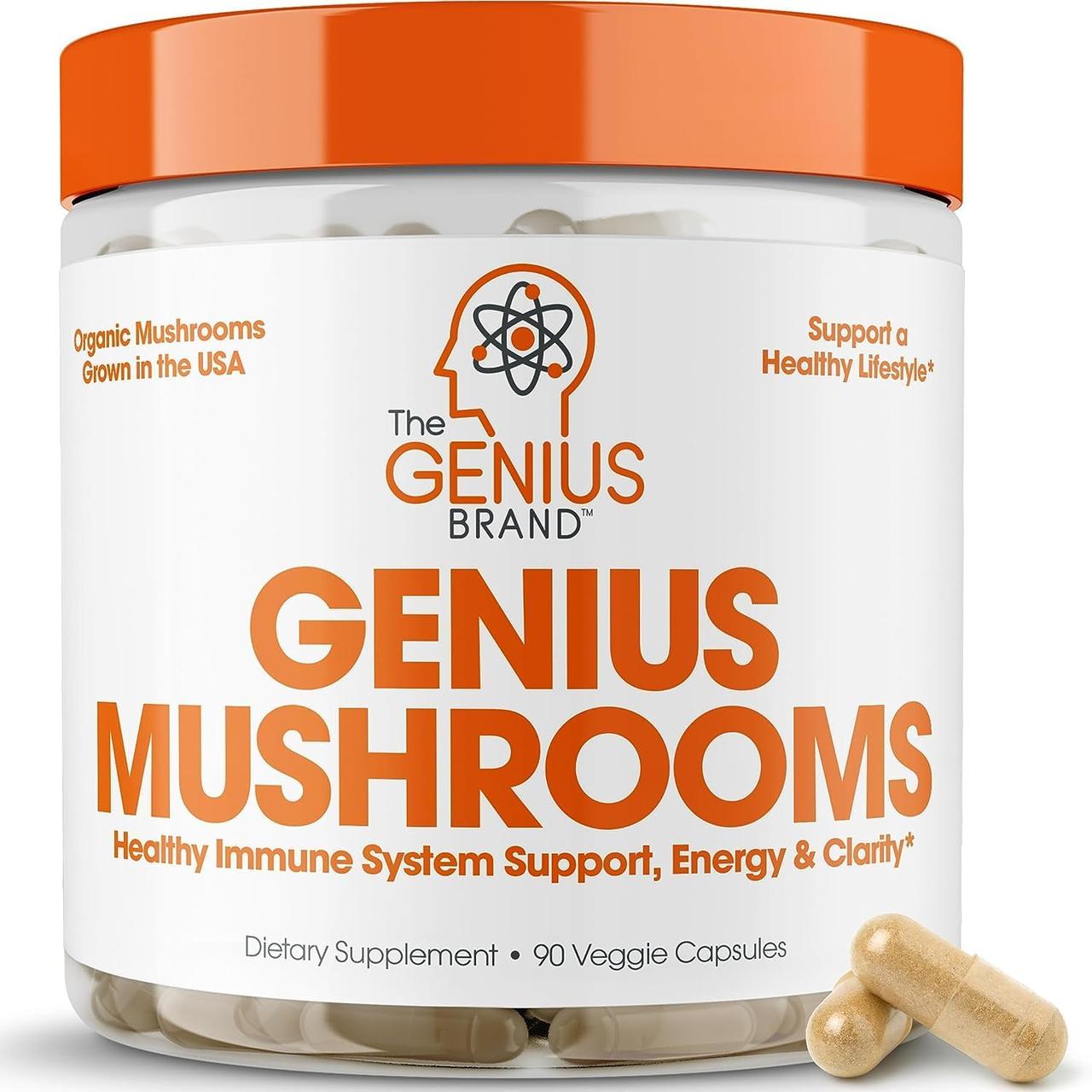 The Genius Brand Genius Mushroom Lions Mane Cordyceps and Reishi 90 caps