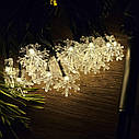 Гірлянда сніжинки 5 метрів 20 ламп Колір теплий білий, фото 2