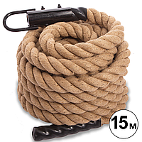 Спортивний канат для лазанья 15 м х 5 см з кріпленням COMBAT BATTLE ROPE FI-0910-15