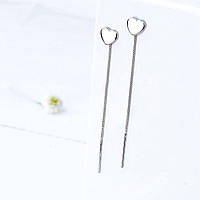 Срібні сережки протяжки Серця