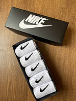 Высокие мужские Носки/Шкарпетки Nike/найк - Белые - размеры 42 - 46 (найк) Подарочный набор в коробке 5 пар