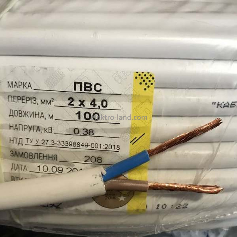 Кабель, провід ПВС 2х4 Одеса Каблекс (кратно 5м), фото 1